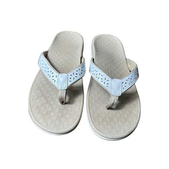 Vionic Women's Size 10 Tide Casandra Vapor Toe Post Sandals White Tan‎ #S71 - Picture 1 of 8
